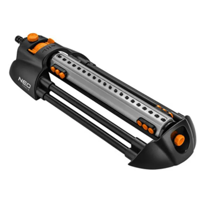 Hauptproduktbild NEO TOOLS oscilační postřikovač, 20 trysek pro plochu až 16x20m, 1/2" i 3/4", oranžovo-če