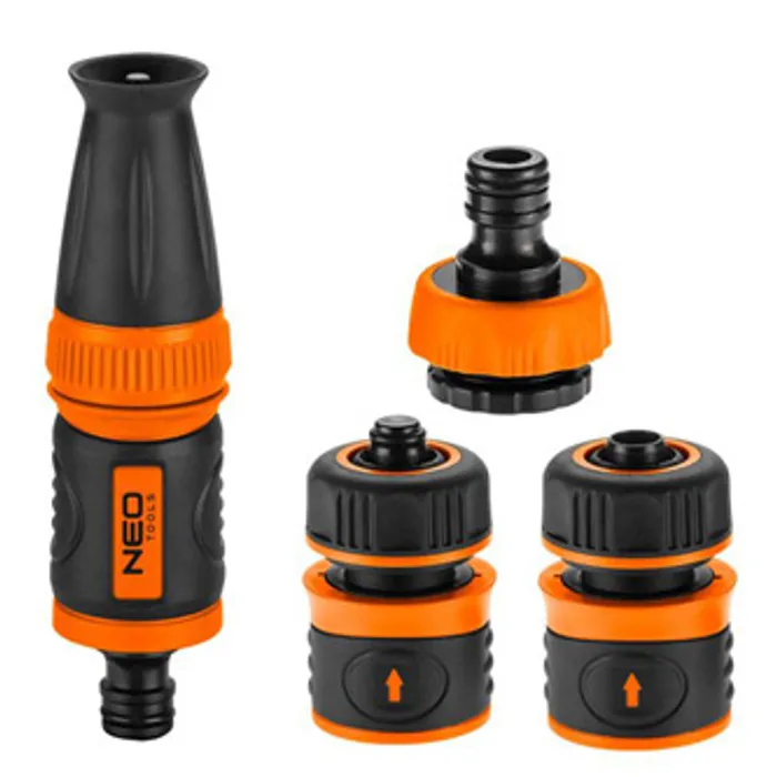 Hauptproduktbild NEO TOOLS sada rozprašovač, 2 rychlospojky přípojka na kohoutek, 1/2", oranžovo-černá, 15