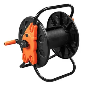 NEO TOOLS Schlauchhalter für Gartenschlauch bis 60 m 1/2" oder 20 m 3/4", orange-schwarz, 15-791