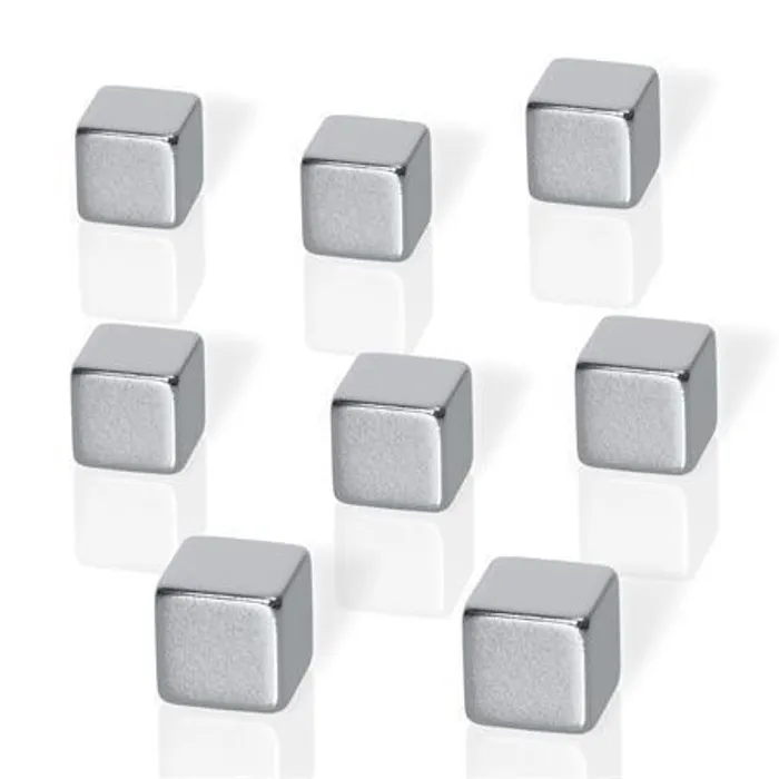 Hauptproduktbild Neodymové magnety, tvar kostky, stříbrná, 10x10x10 mm, 8 ks, BE!BOARD