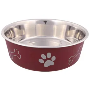 Edelstahlschüssel mit mehrfarbigem Aufdruck, Fuß+Knochen 0,45 l/ o 14 cm