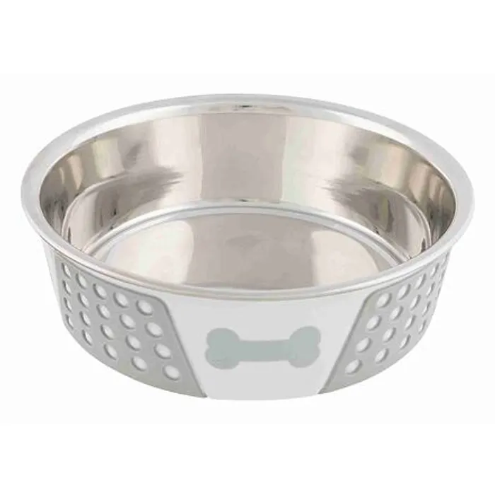 Hauptproduktbild Nerezová miska se silikonovým opláštěním, bílo/šedá 0,4 l/ o 14 cm