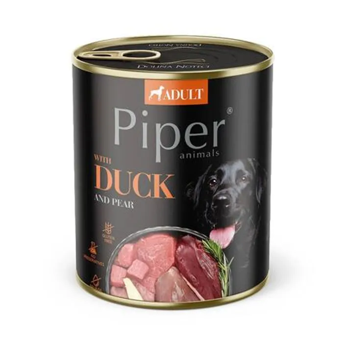 Hauptproduktbild NEW PIPER s kachnou a hruškou, konzerva pro psy 800 g