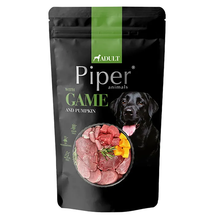 Hauptproduktbild NEW PIPER se zvěřinou a dýní, kapsička pro psy 150 g