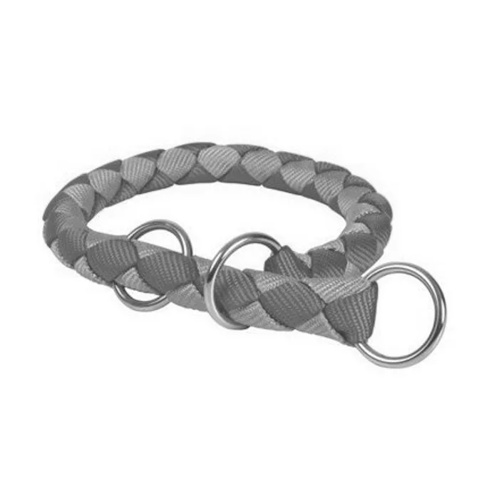Hauptproduktbild Nylonový obojek kulatý CAVO - červeno/stříbrný DOPRODEJ S:30-36cm/12mm