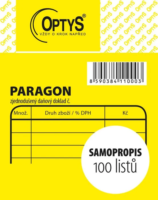 Hauptproduktbild Obchodní paragon, samopropisovací, 7,5 x 9,5 cm 1100