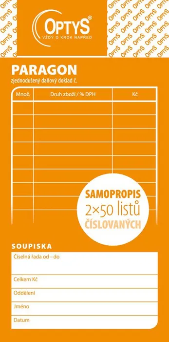 Hauptproduktbild Obchodní paragon, samopropisovací číslovaný, 2 x 50 listů 1089