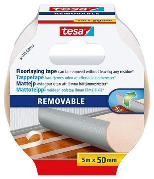 Hauptproduktbild Oboustranná podlahová páska "Removable 55729" odstranitelná beze stop, 50 mm x 5 m, TESA
