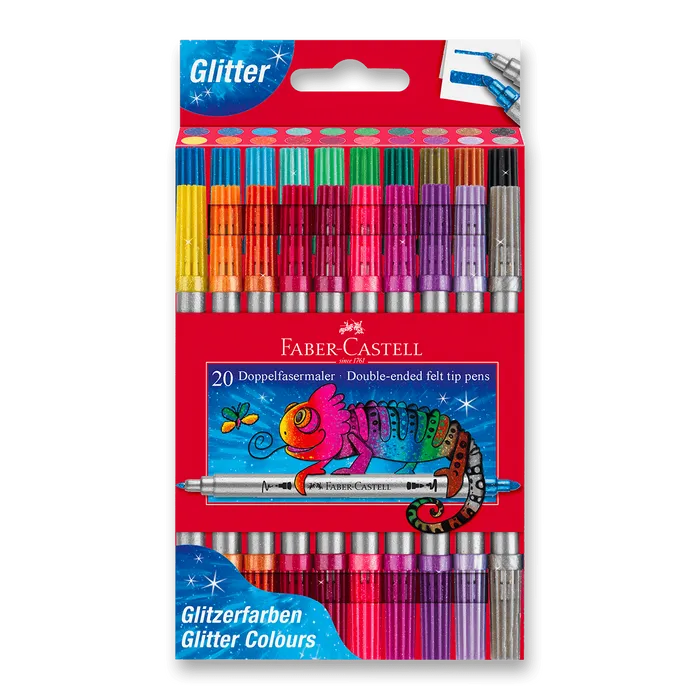 Hauptproduktbild Oboustranné dětské fixy Faber-Castell Glitter - 20 ks