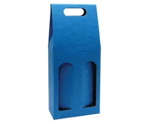 Tragebox für Wein 2 Flaschen blau