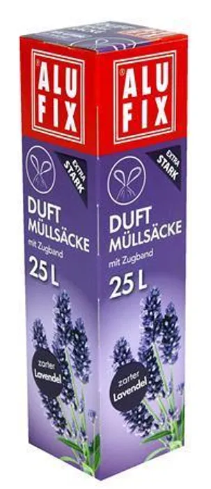 Hauptproduktbild Odpadkové pytle, zatahovací s vůní, 25 l, 15 ks, levandule, ALUFIX