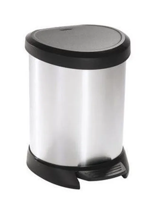 Hauptproduktbild Odpadkový koš, černá/stříbrná, pedálový, plastový, 5 l, CURVER