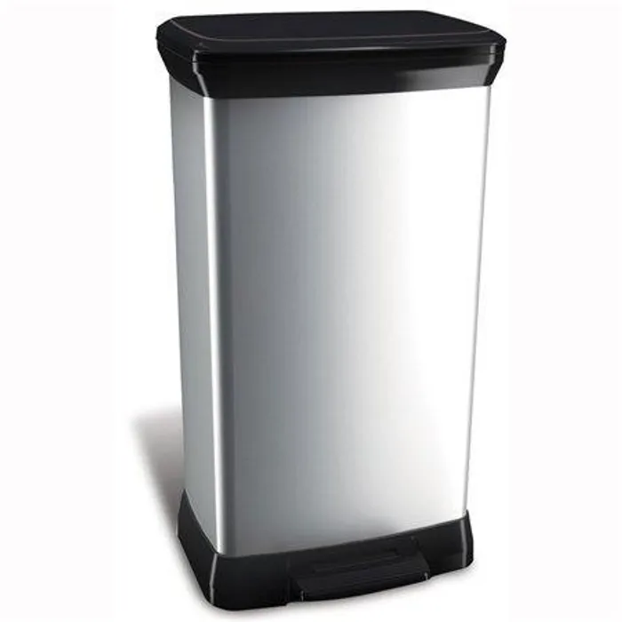 Hauptproduktbild Odpadkový koš, pedálový, plastový, 50 l, CURVER, černo/stříbrný
