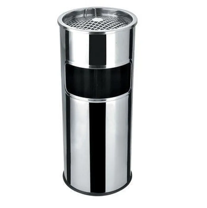 Hauptproduktbild Odpadkový koš s popelníkem, kovový, inox