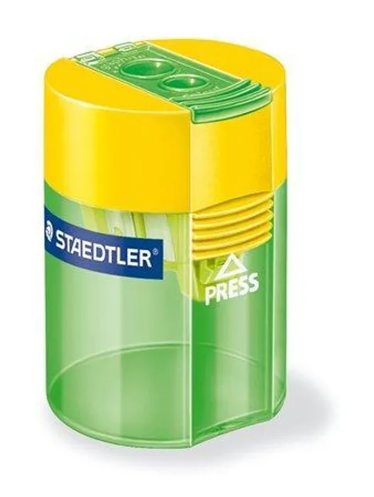 Hauptproduktbild Ořezávátko, na 2 tužky, se zásobníkem na odpad, různé barvy, STAEDTLER