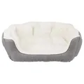 Ovales Bett DAVIN mit Plüsch 60 x 45 cm grau/creme