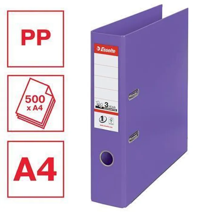 Hauptproduktbild Pákový pořadač "Standard", ochranné spodní kování, fialová, 75 mm, A4, PP, ESSELTE