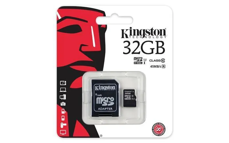 Hauptproduktbild Paměťová karta Micro SD, 32GB, Class 10, s adaptérem, KINGSTON