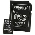 Micro SD Speicherkarte, 4 GB, Klasse 4, mit Adapter, KINGSTON
