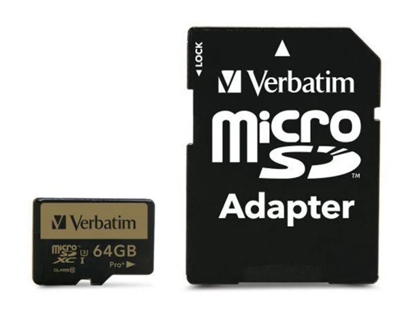 Hauptproduktbild Paměťová karta, microSDHC, 64GB, Class 10 UHS I, s adaptérem, VERBATIM "PRO+"