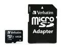 Speicherkarte, microSDXC, 64GB, Class 10 USH-I, mit Adapter, VERBATIM "PRO"