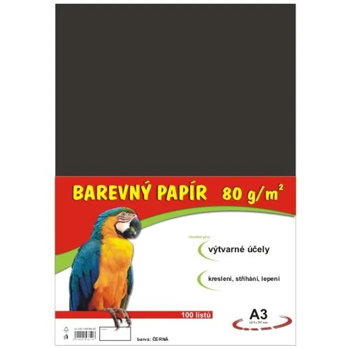 Hauptproduktbild papír pro výtvarnou výchovu A3/100/80g černý