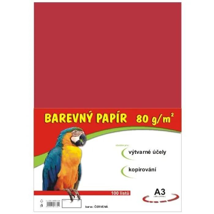 Hauptproduktbild papír pro výtvarnou výchovu A3/100/80g červený