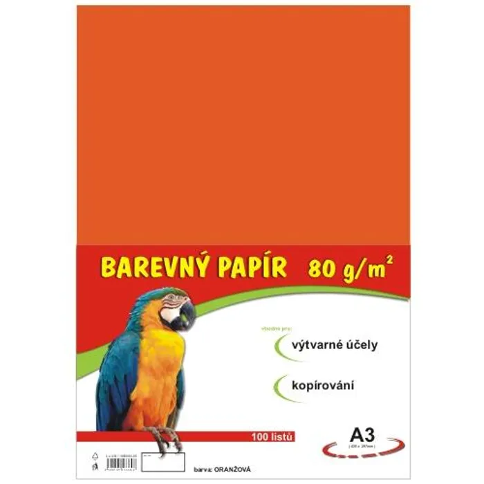 Hauptproduktbild papír pro výtvarnou výchovu A3/100/80g oranžový