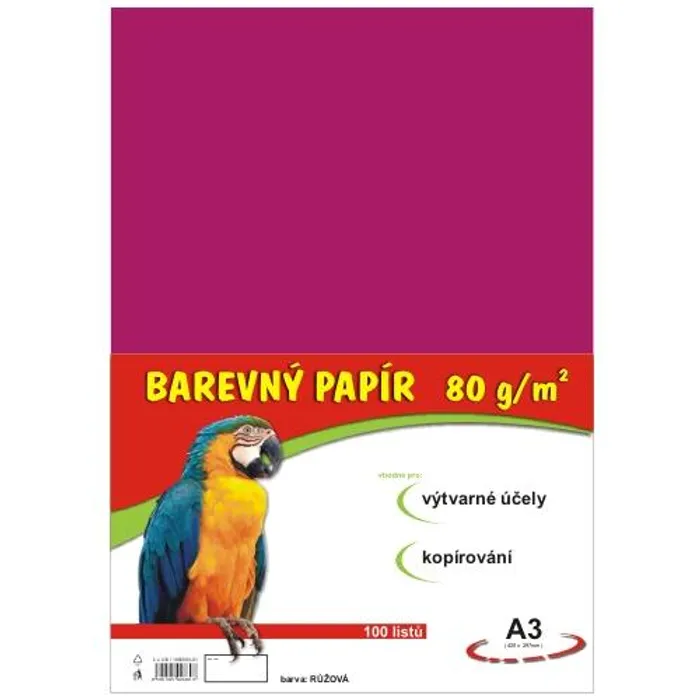 Hauptproduktbild papír pro výtvarnou výchovu A3/100/80g růžový