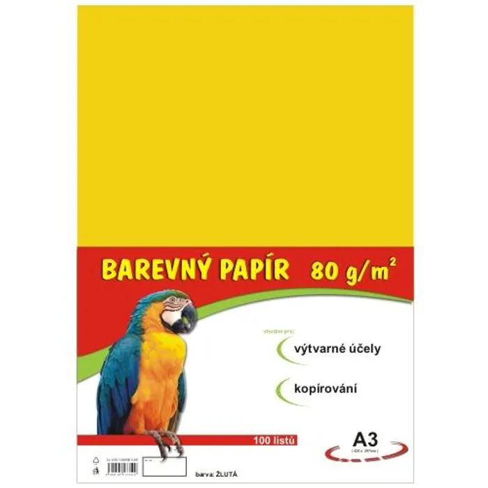 Hauptproduktbild papír pro výtvarnou výchovu A3/100/80g žlutý