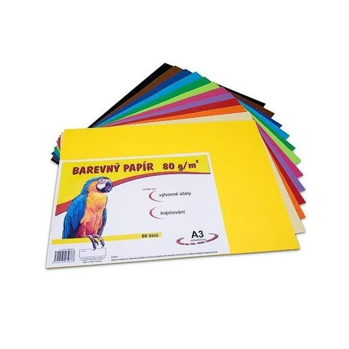 Hauptproduktbild Papír pro výtvarnou výchovu A3/60/80g mix 12 barev