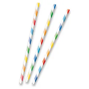 Papierstrohhalme gestreift Grundfarben [12 Stk.]