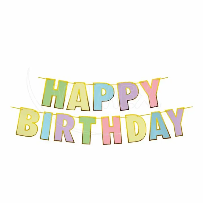 Hauptproduktbild Papírová girlanda sada "HAPPY BIRTHDAY" 16 x 20 cm písmena + 5m provázek [1 sada]