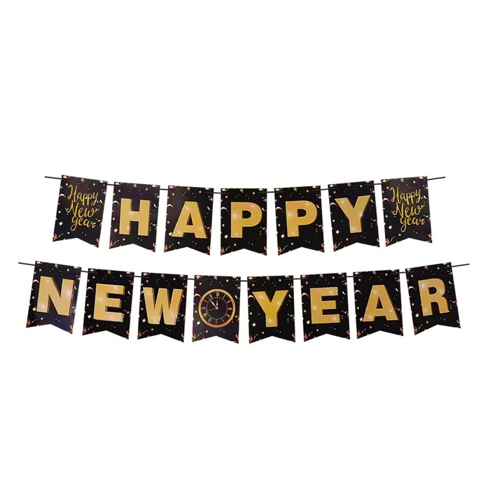 Hauptproduktbild Papírová girlanda sada "HAPPY NEW YEAR" 16 x 20 cm písmena + 5m provázek [1 sada]