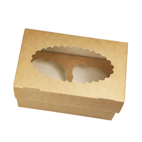 EKO-Papierbox für Muffins 100x160x100 mm braun mit Fenster [25 Stück]