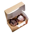ECO-Papierbox für Muffins 100x160x100 mm braun mit Fenster [25 Stück]