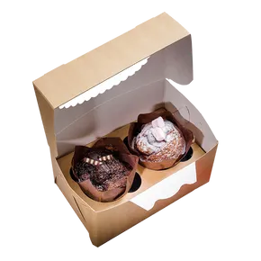 ECO-Papierbox für Muffins 100x160x100 mm braun mit Fenster [25 Stück]