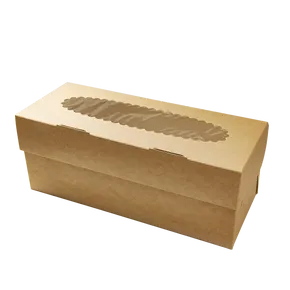 EKO-Papierbox für Muffins 250x100x100 mm braun mit Fenster [25 Stück]