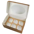 ECO-Papierbox für Muffins 250x170x100 mm braun mit Fenster [25 Stück]