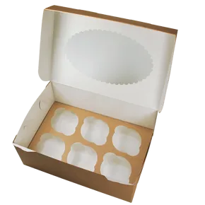 ECO-Papierbox für Muffins 250x170x100 mm braun mit Fenster [25 Stück]