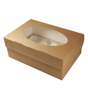 EKO-Papierbox für Muffins 250x170x100 mm braun mit Fenster [25 Stück]