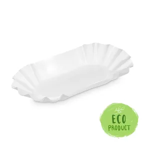 Pappschale (FSC Mix) oval weiß 20,5 x 12,5 x 3,5 cm [250 St.]