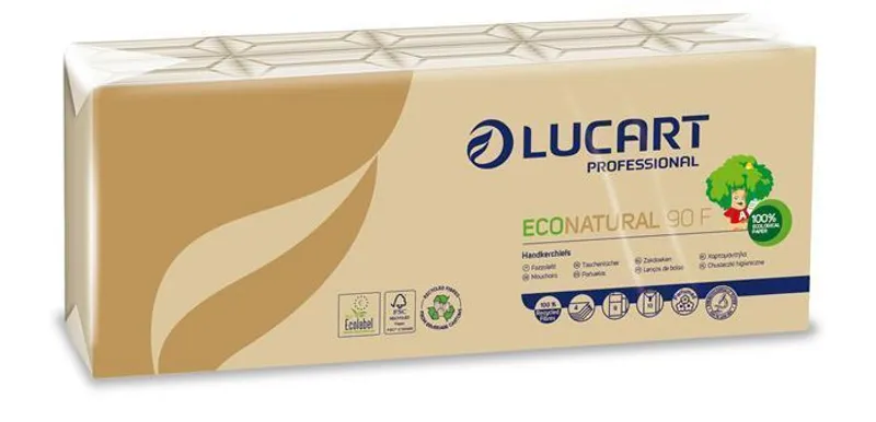 Hauptproduktbild Papírové kapesníky "EcoNatural", přírodní hnědá, 4-vrstvé, 10x9 ks, LUCART