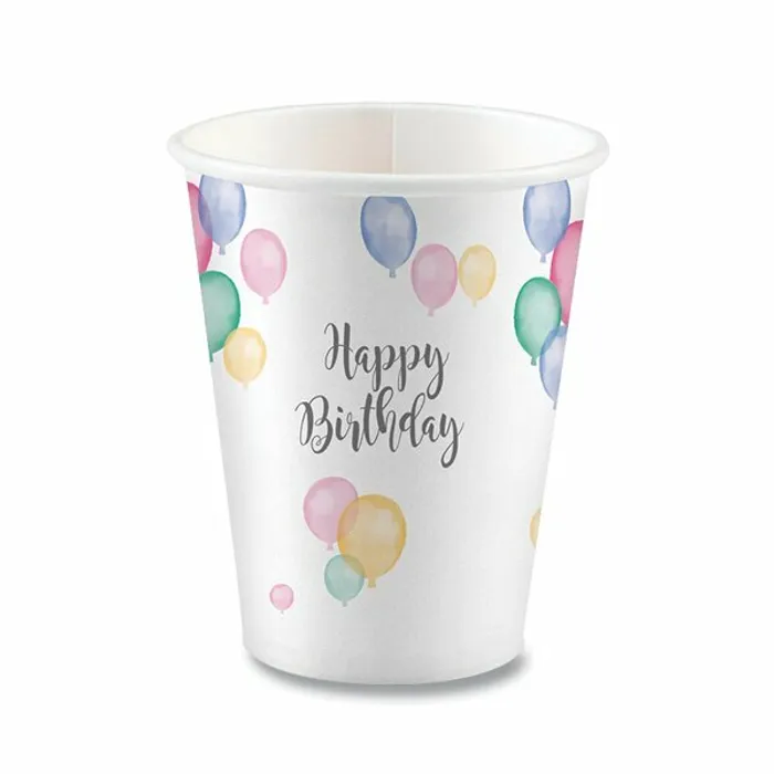 Hauptproduktbild Papírové kelímky Happy Birthday objem 0,25 l, [8 ks]