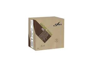 Cocktailservietten Infibra Madre Terra 2-lagig 25 × 25 cm beige aus Recyclingfasern [100 Stk.]