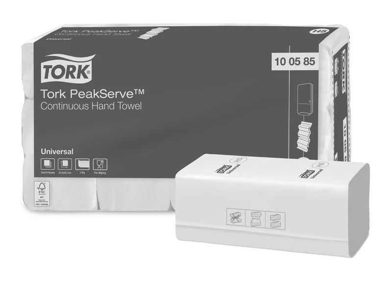 Hauptproduktbild Papírové návazující ručníky Tork 100585 PeakServe H5 1vr bílé 12×410 ks (4 920 ks)