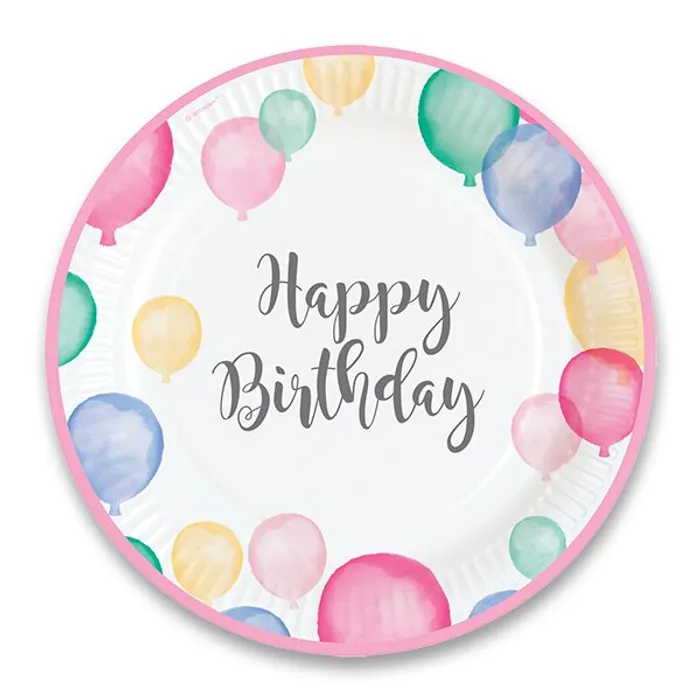 Hauptproduktbild Papírové talířky Happy Birthday průměr 22,8 cm, [8 ks]