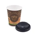 Pappbecher "Coffee to go" durchmesser 80mm 280ml `M: 0,2L/8oz` + Deckel schwarz [10 Sets]