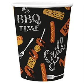 Papierbecher PAW Eco 250 ml BBQ Party black [8 Stk.]