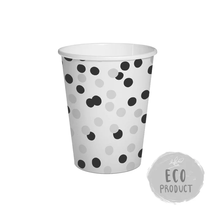 Hauptproduktbild Papírový kelímek PAW Eco 250 ml Confetti - black / silver
